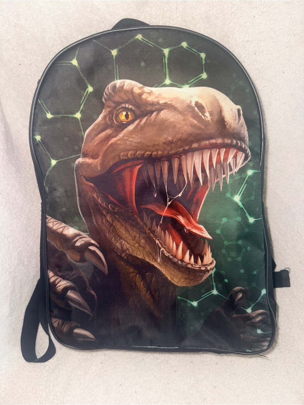 Lawlait Raptor T-Rex Dinosaur Kids' School Backbag | Black | Green |